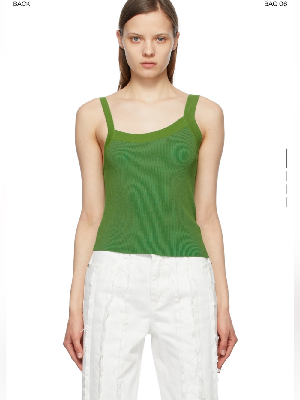 OPEN YY Green Knit Asymmetric Tank Top Green Ribbed Tank Top - Women's Knit Cami